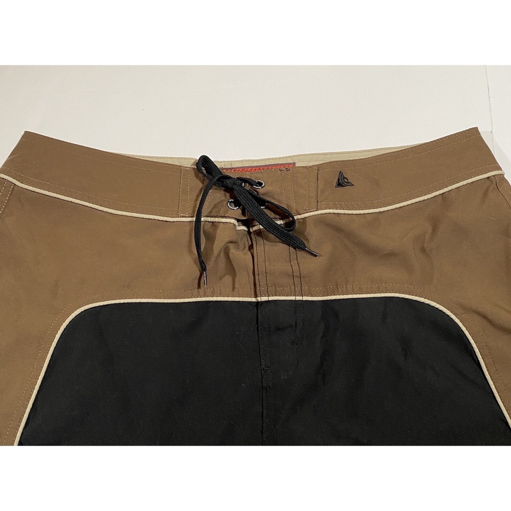 Wonderwall Mens Board Shorts Brown Black Colorblock Swim Trunks Size 34 - Picture 2 of 12